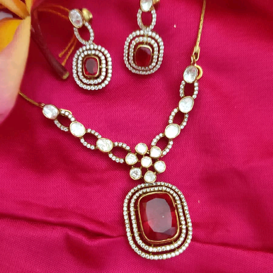 Pink Moissanite Pendant Set 